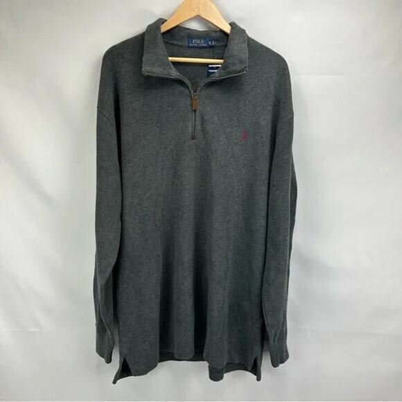 Polo by Ralph Lauren Men's Quarter Zip Gray Sweater XLT - Picture 1 of 5